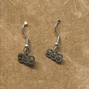 Silver Number 999 dangle Earrings